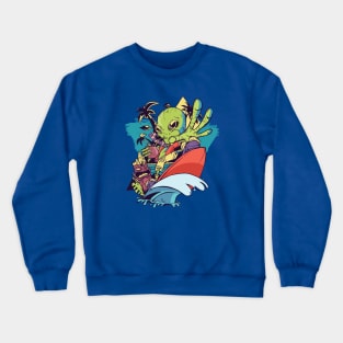 Surfing Alien on Island Vacation Crewneck Sweatshirt